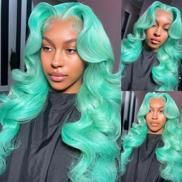Body wave Mint Green transparent lace